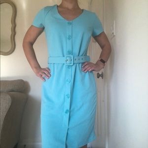 Sky Blue New York & Company Belted Dress Size Small